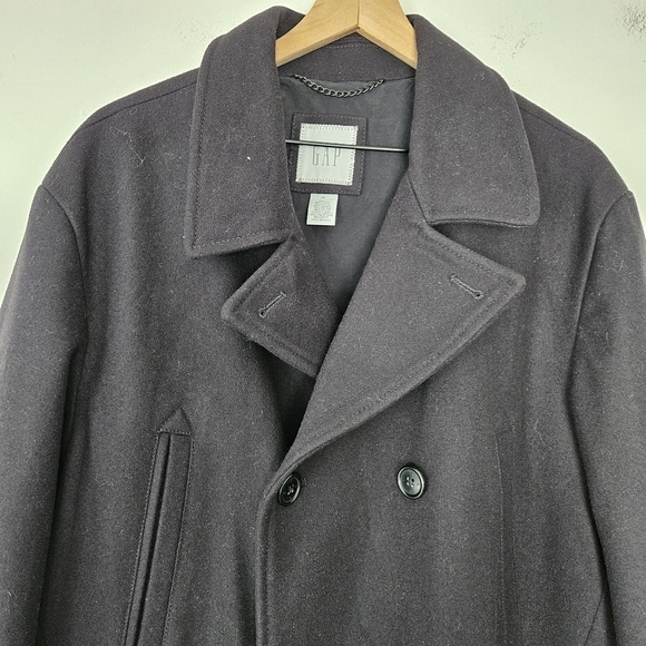 GAP men's black wool blend peacoat size XL - Picture 6 of 13